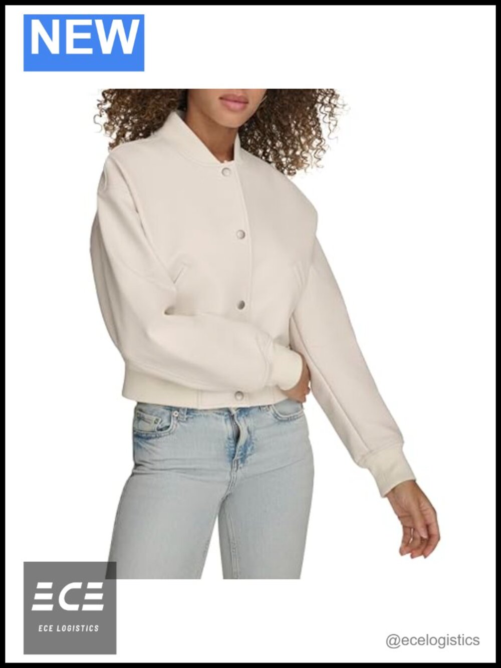 Women's Varsity Bomber Jacket Cropped Snap Front Rib Knit Trim